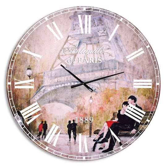 Designart Love in Paris VI French Country Wall Clock